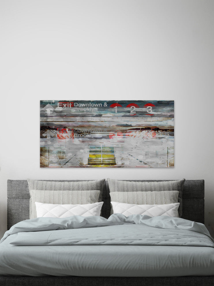 "Exit Downtown" Print on Canvas, 36"x18"