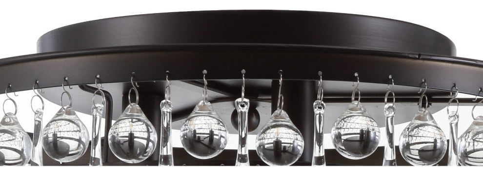 Toronto 16" Metal, Crystal LED Flush Mount, Oil Rubbed Bronze