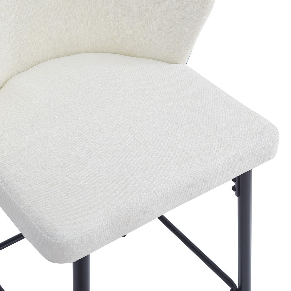 GDF Studio Jacquard Pattern Bar Stool, 28" Counter Height, Set of 2, White