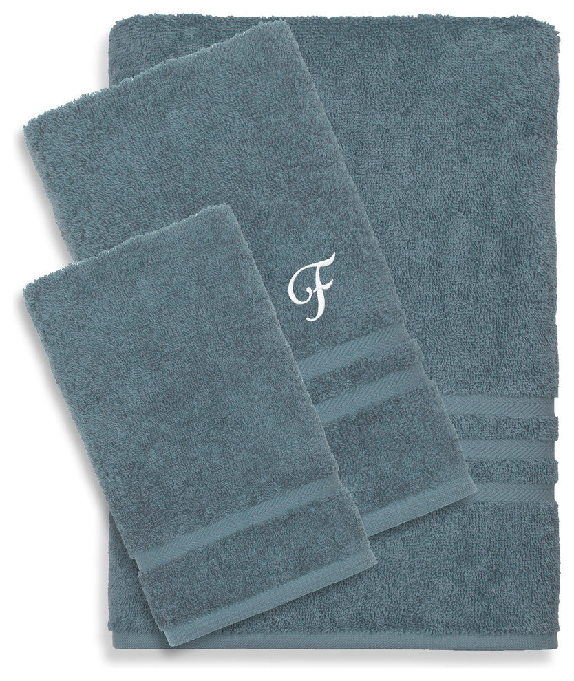 Denzi 3-Piece Towel Set Monogrammed Letter, F