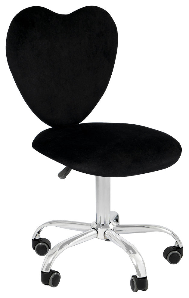 Heart 360 Degrees Vanity Chair With Adjustable Height, Black Velvet