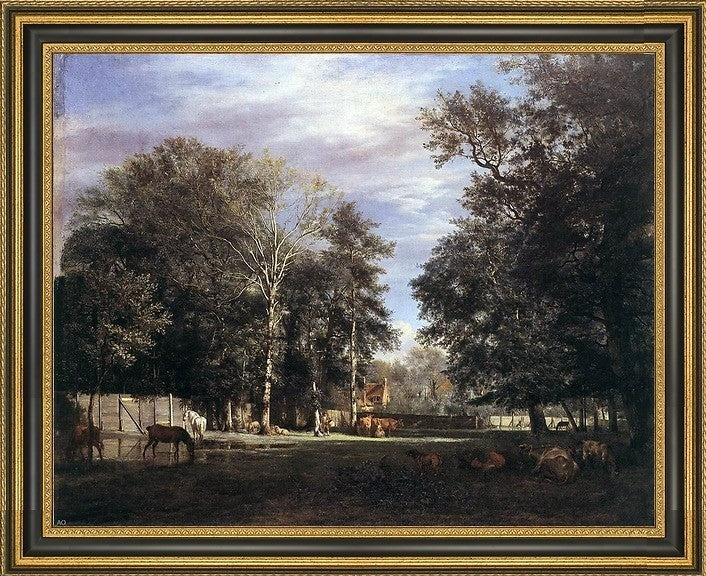 Adriaen Van de Velde the Farm Framed Premium Canvas Print, 20"x25"