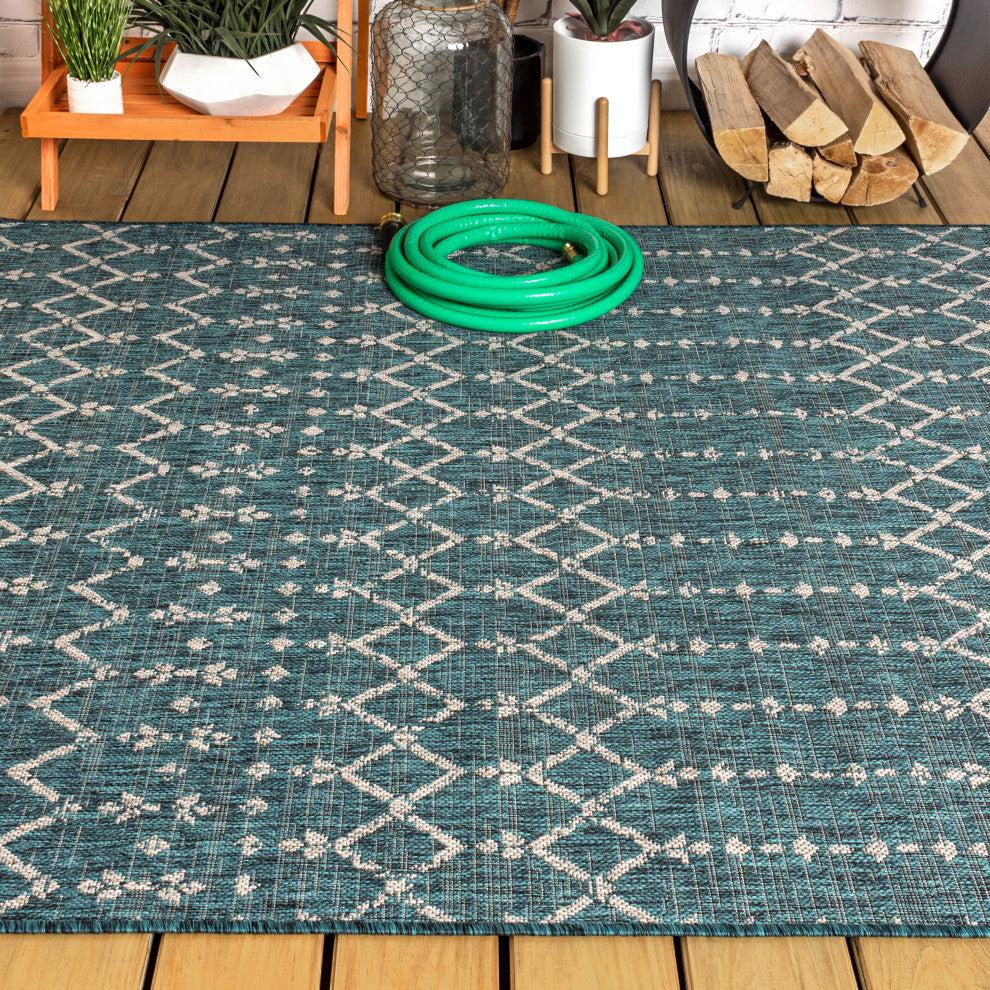 Ourika Moroccan Geometric Textured Weave Indoor/Outdoor Area Rug