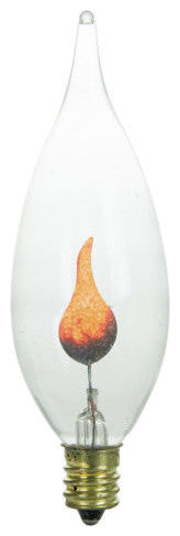 Sunlite 3 Watt Chandelier Flicker, Candelabra Base, Clear Orange, 2 Pack