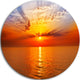 Orange Sea Sunrise Under Blue Sky, Seashore Disc Metal Wall Art, 11"