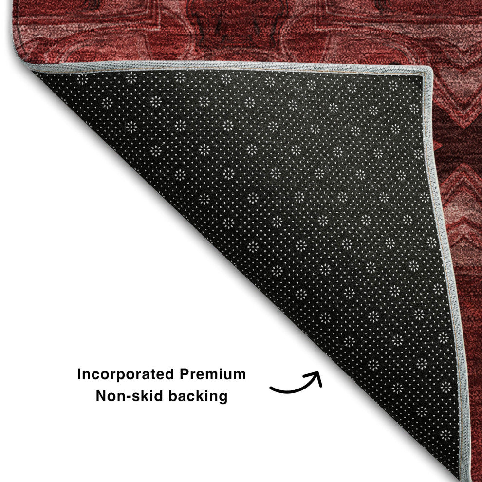 Premium Machine Washable Mayfield AMF564 Burgundy 3' x 5' Rug