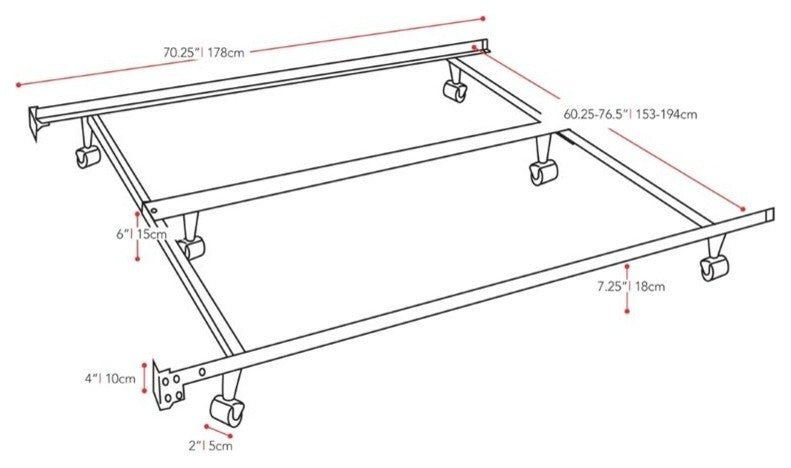 Atlin Design Queen Size to King Size Bed in Metal in Black - Easy Assembly