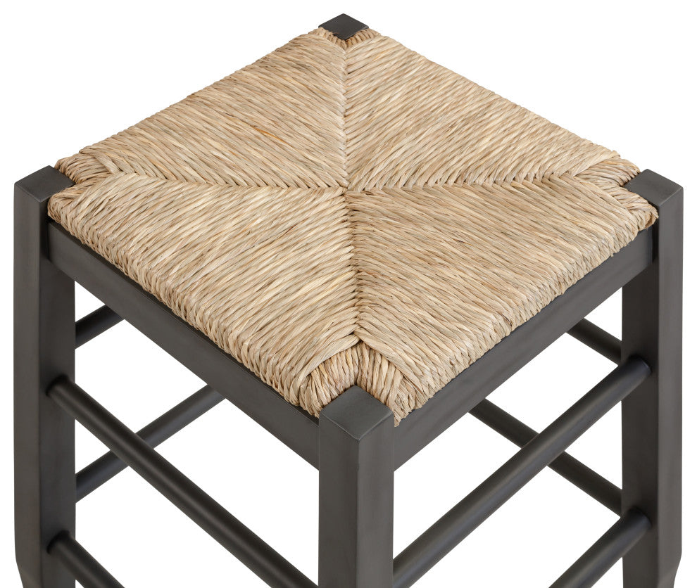 Square Rush Backless Counter Bar Stool, Charcoal Gray