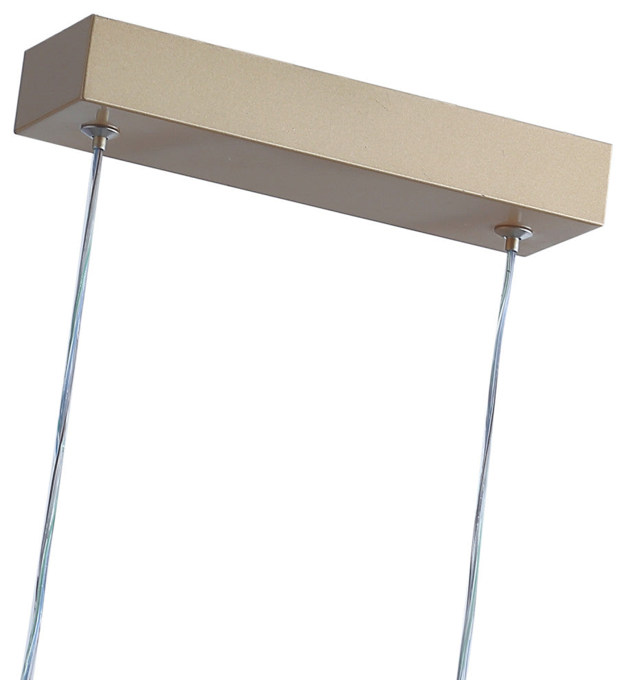 1-Light LED Linear Wavy Pendant Light Chandelier, Gold