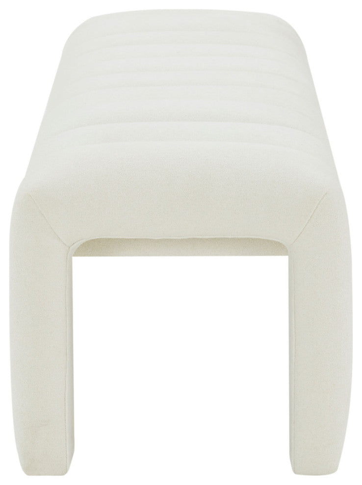 Safavieh Couture Bellisima Channel Tufted Bench, Ivory