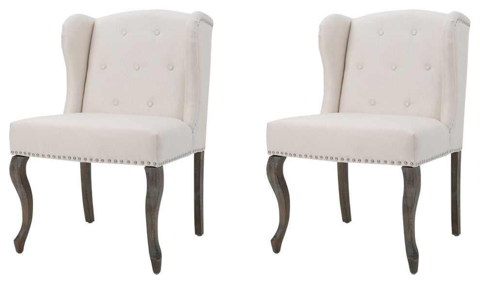 GDF Studio Asheville Modern Fabric Wingback Chair, Set of 2, Beige