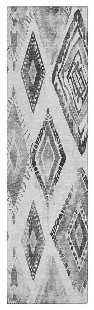 Machine Washable Indoor/Outdoor Chantille ACN1861 Gray 2'3" x 7'6" Runner Rug
