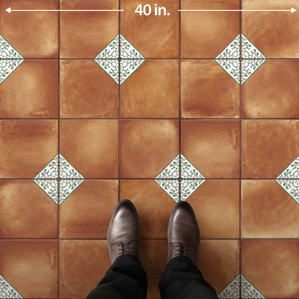 Sentier des Ocres Deco Green Porcelain Floor and Wall Tile