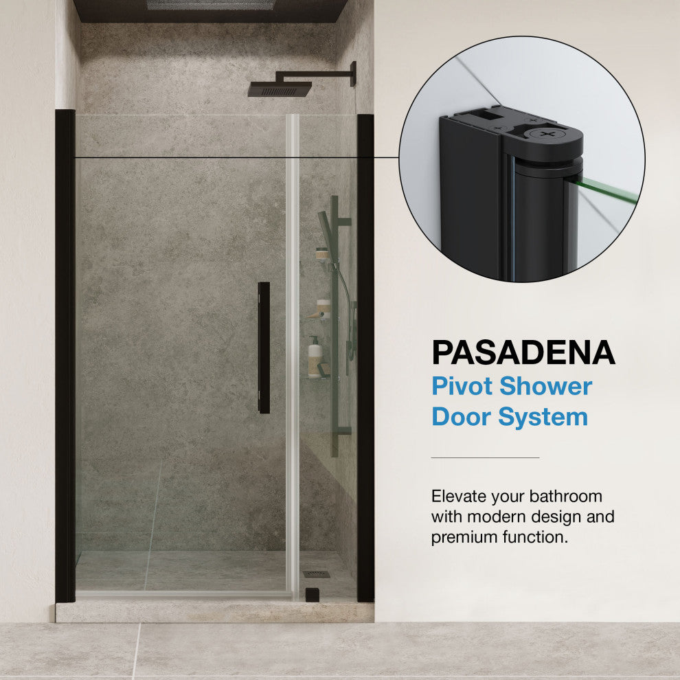 Pasadena 36"Wx36"Dx74 3/4"H Corner Pivot Shower Kit Black Base