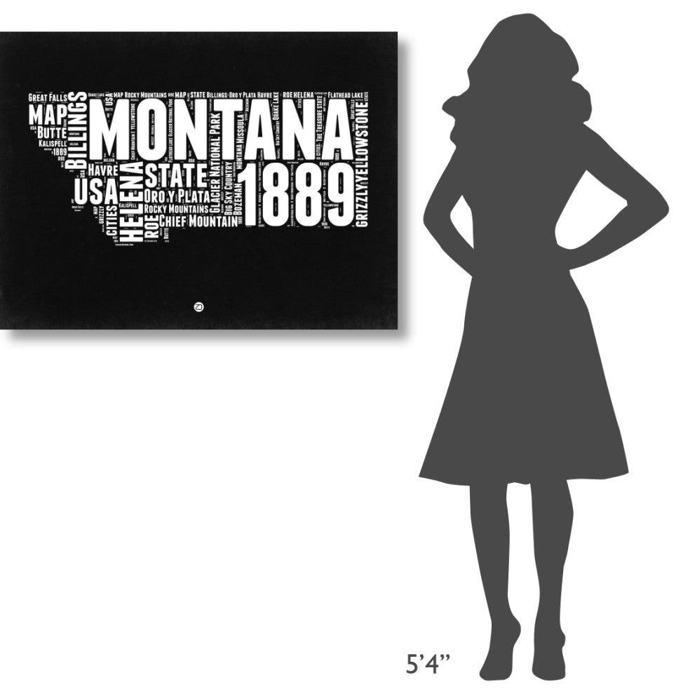 "Montana Black and White Map" Fine Art Print