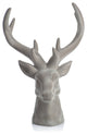 Flocked Stag Head Figurine Statue, Cream
