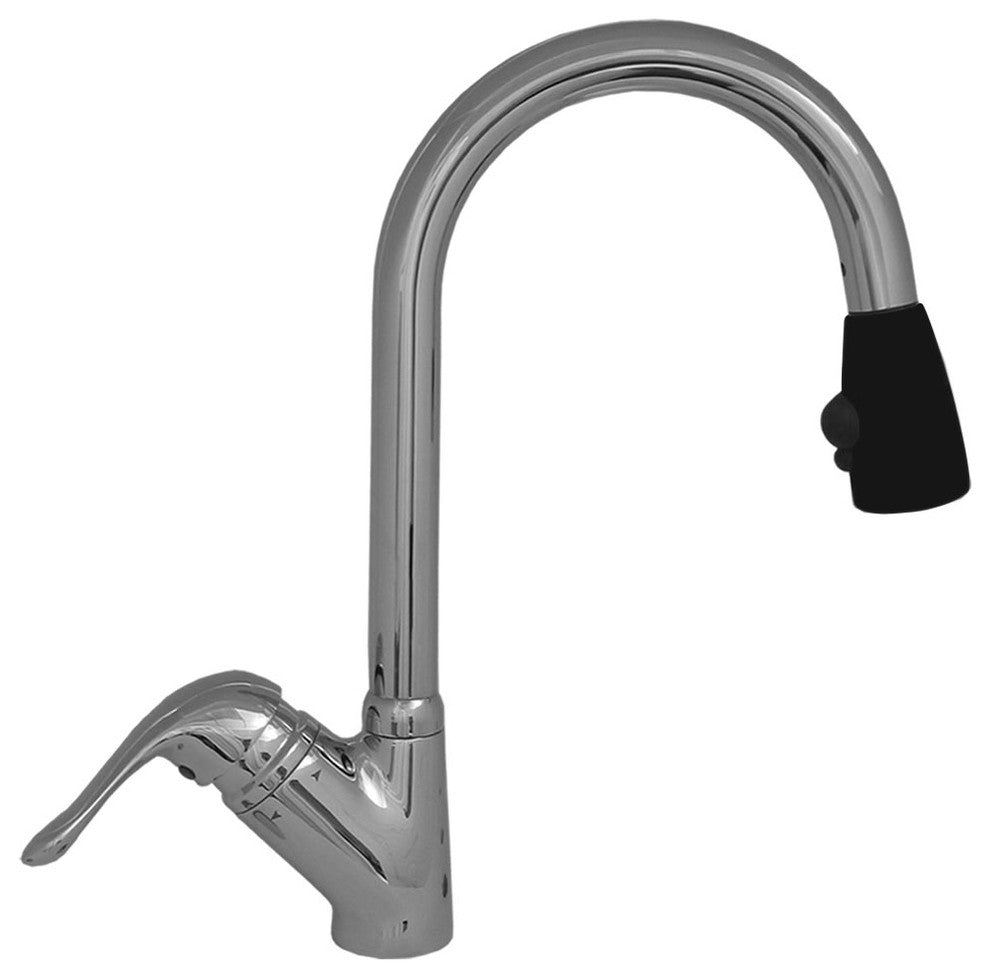 Whitehaus 3-2169-C-B Chrome Rainforest Single Hole Faucet w Pull Out Spray