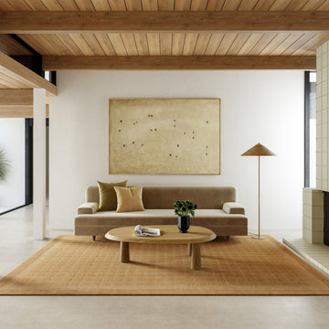 Fritz Checkered Wool Area Rug, Golden Yellow 5' x 8'