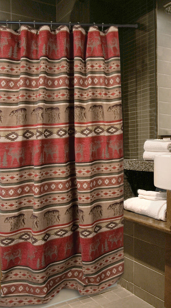 Deer and Bear Adirondack Shower Curtain