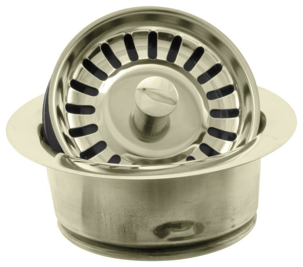 3-Bolt Mount Style Disposal Flange And Strainer In Polished Brass