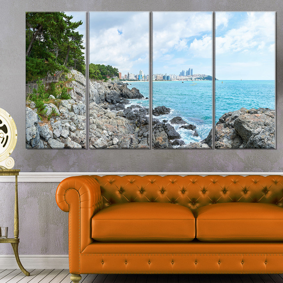 "Pathway Along The Coast of Dogbane" Landscape Wall Art, 4 Panels, 48"x28"