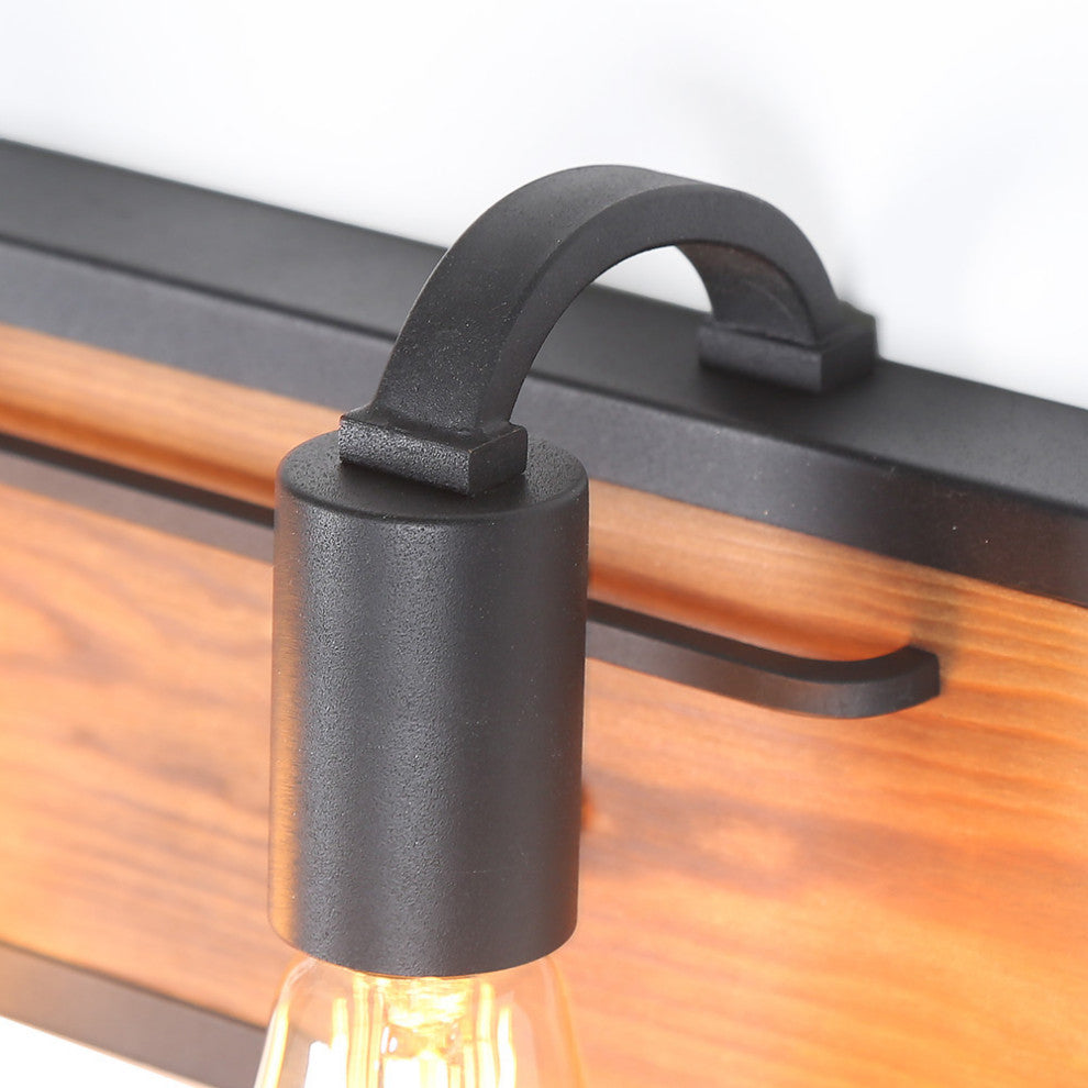 LNC 2-Light Rustic Wall Lighting Black Wall Lamps Wood Wall Sconces, 3 Lights