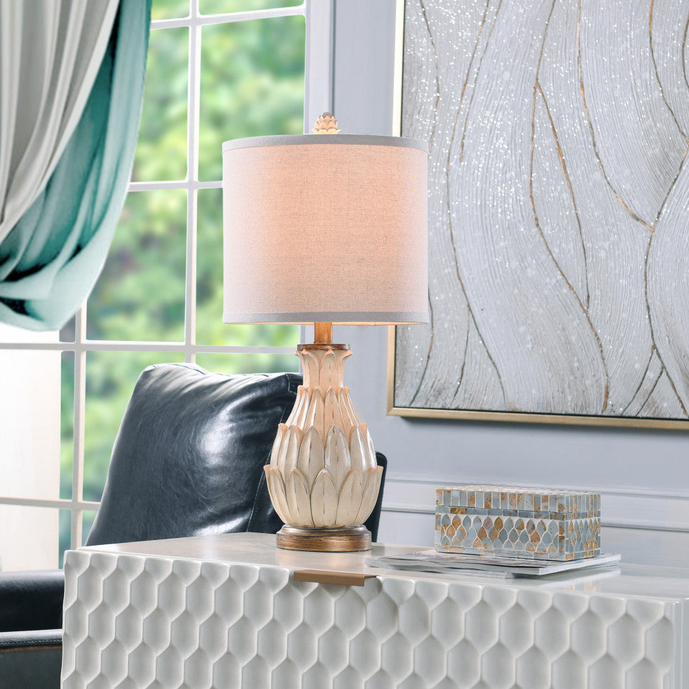 Mini Ardichoke Table Lamp, Distressed Off-White