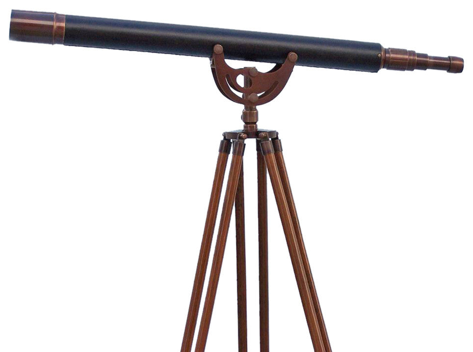 Floor Standing Antique Copper With Leather Anchormaster Telescope 65''