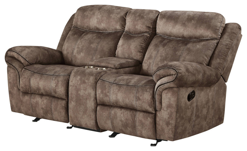 ACME Zubaida Loveseat with USB Dock and Console, 2-Tone Chocolate Velvet