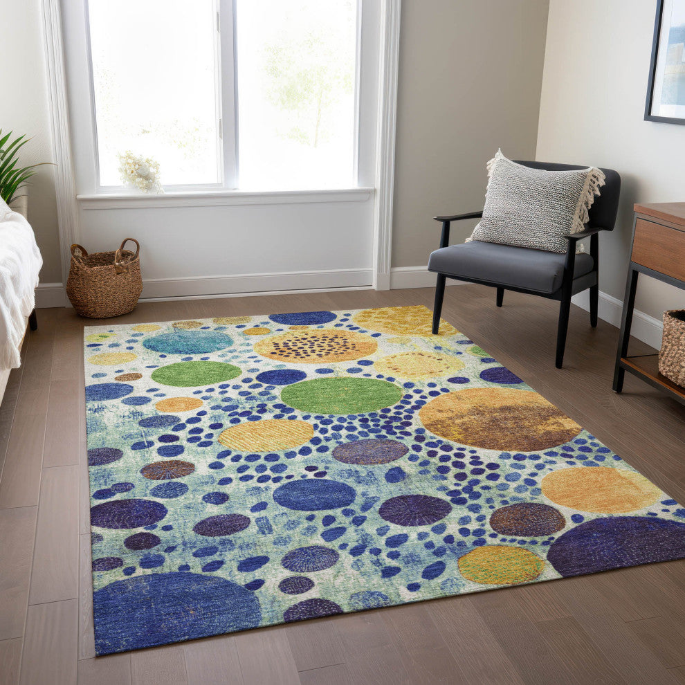 Machine Washable Indoor/Outdoor Chantille ACN1895 Navy 5' x 7'6" Rug