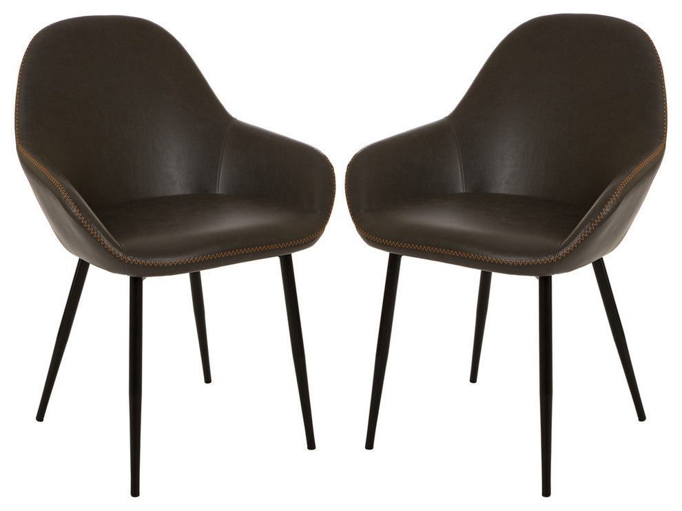 Vintage Gray Leatherette Dining Armchair, Set of 2