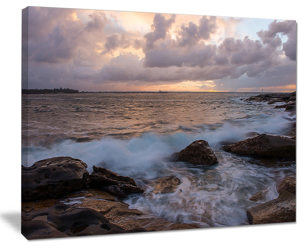 "Cloudy Sky and Stormy Waves in Sydney" Canvas Print20"x12"