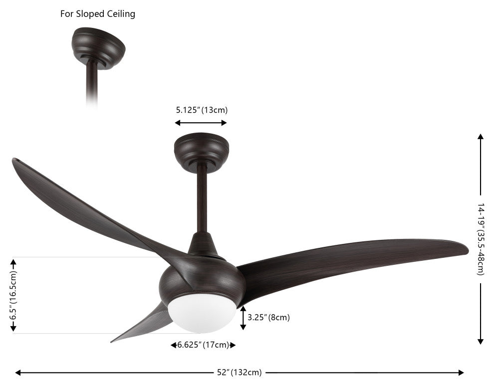 Aviator 52" 1-Light App 6-Speed Retro Swirl LED Ceiling Fan, Dark Brown Wood