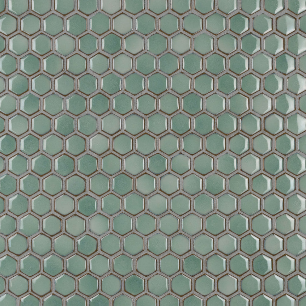 Hudson 1" Hex Mint Green Porcelain Floor and Wall Tile