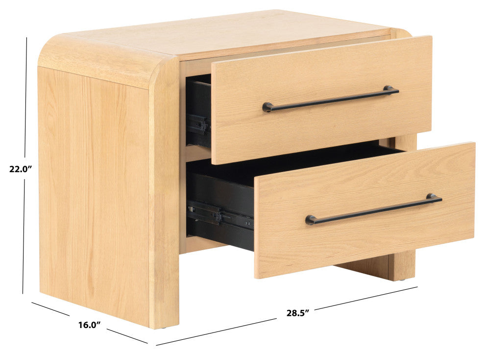Safavieh Couture Katrina 2 Drawer Nightstand, Natural/Black