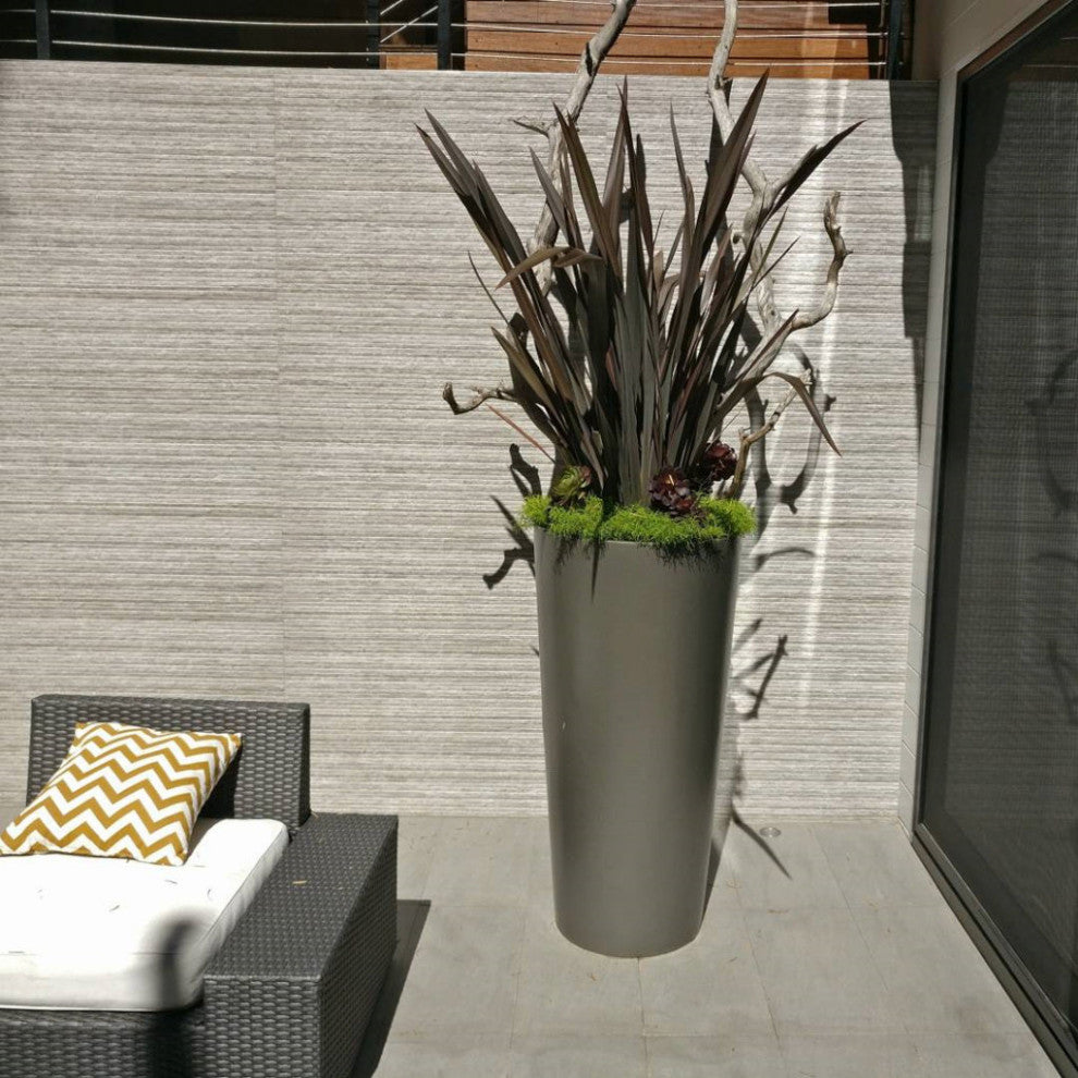 Sonoma Tall Cylinder Planter, Gray, 21"x42"