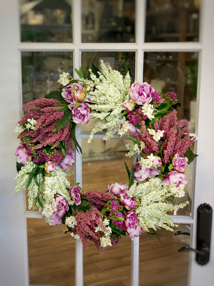 Kalanchoe, Heather, Peony, and Wild Flower Wreath