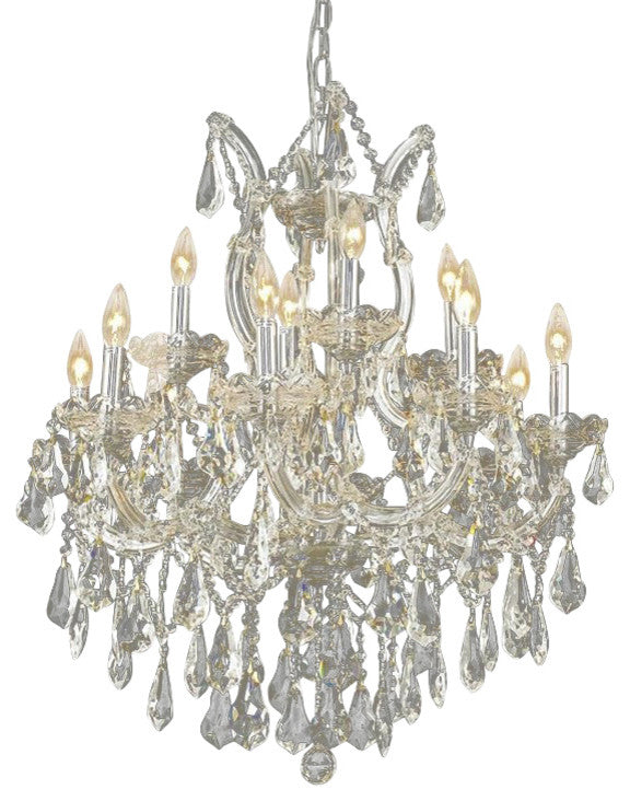 Elegant Maria Theresa Dining Room Light, Chrome Finish With Royal Cut Crystal