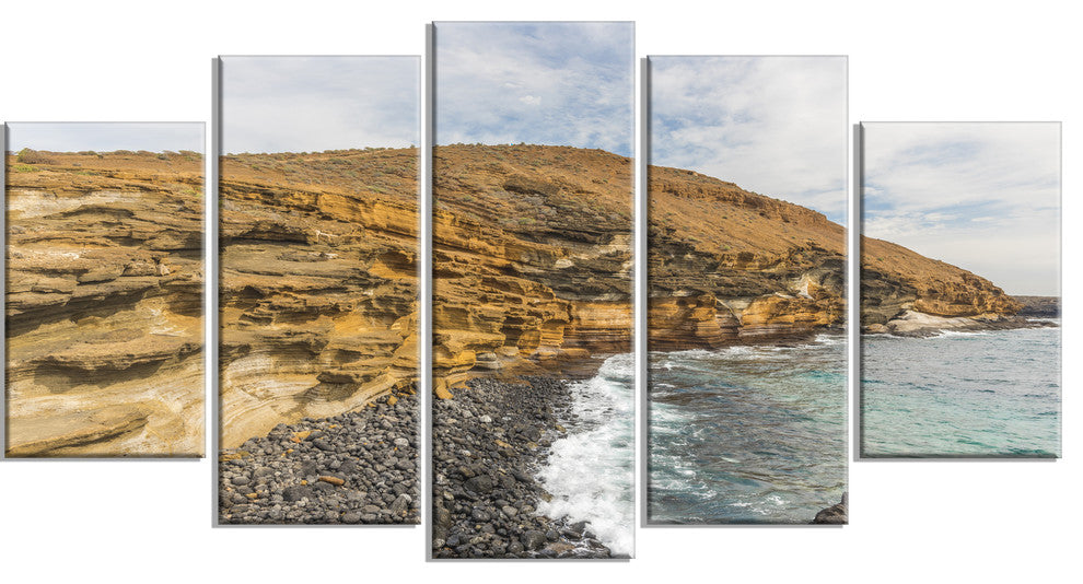 "Peninsula Going Beyond The Horizon" Seascape Wall Art, 5 Panels, 60"x32"