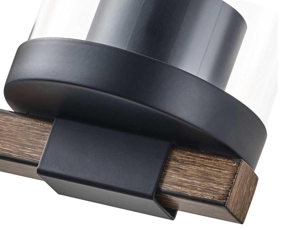 Farmhouse Black 3-Light Cylinder Clear Glass Vanity Light for Bathroom