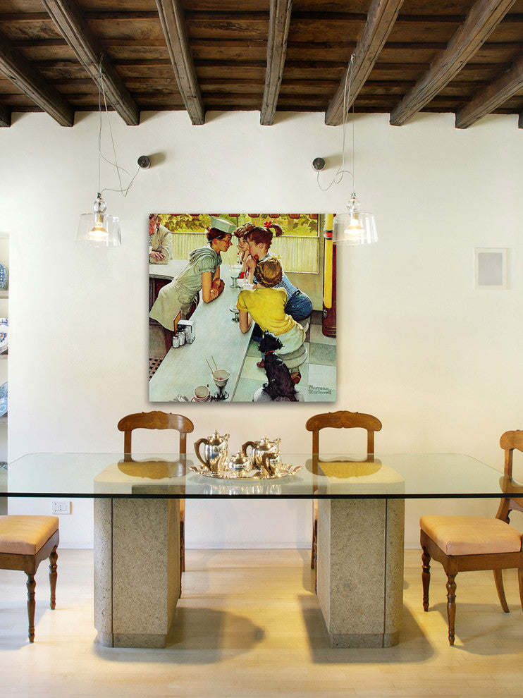 "Soda Jerk" Painting Print on Canvas by Norman Rockwell