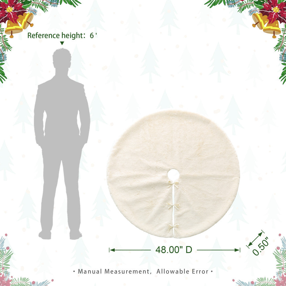 48"D Faux Rabbit Fur Christmas Tree Skirt