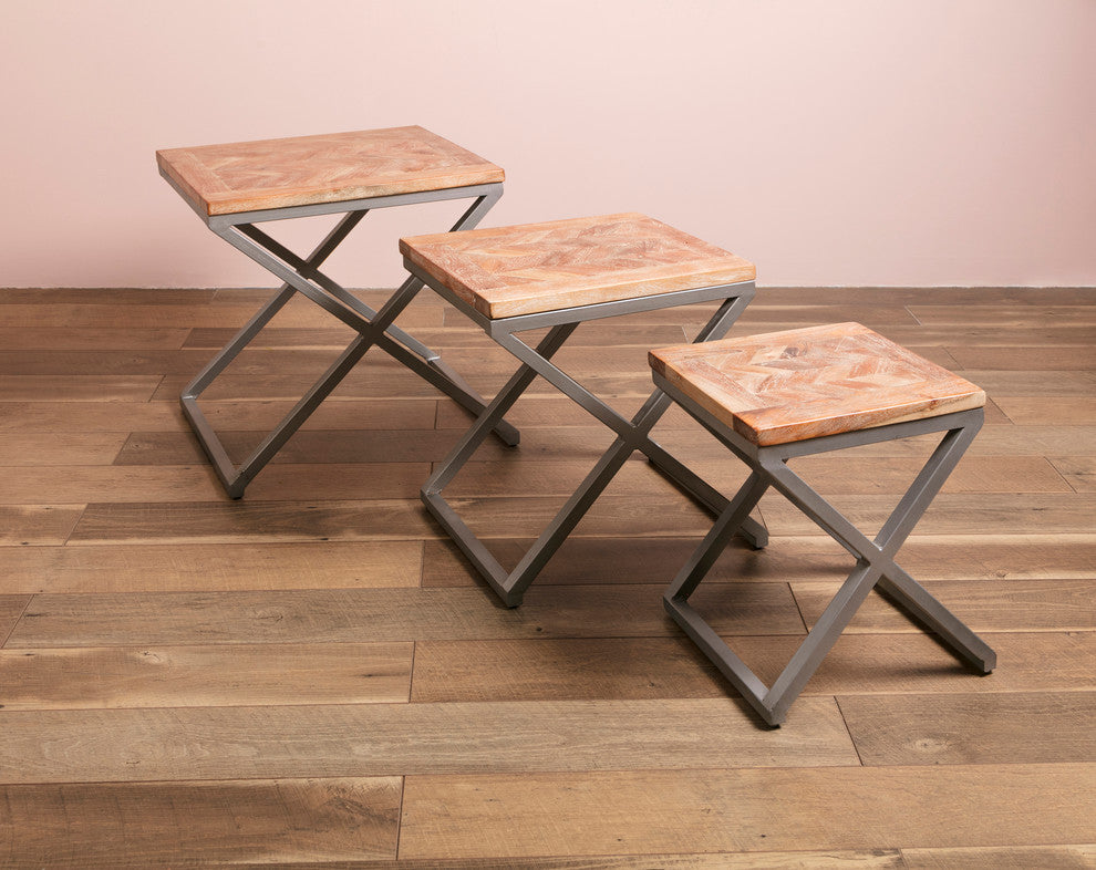 Yellen X-Leg Wood Tables, 3-Piece Set