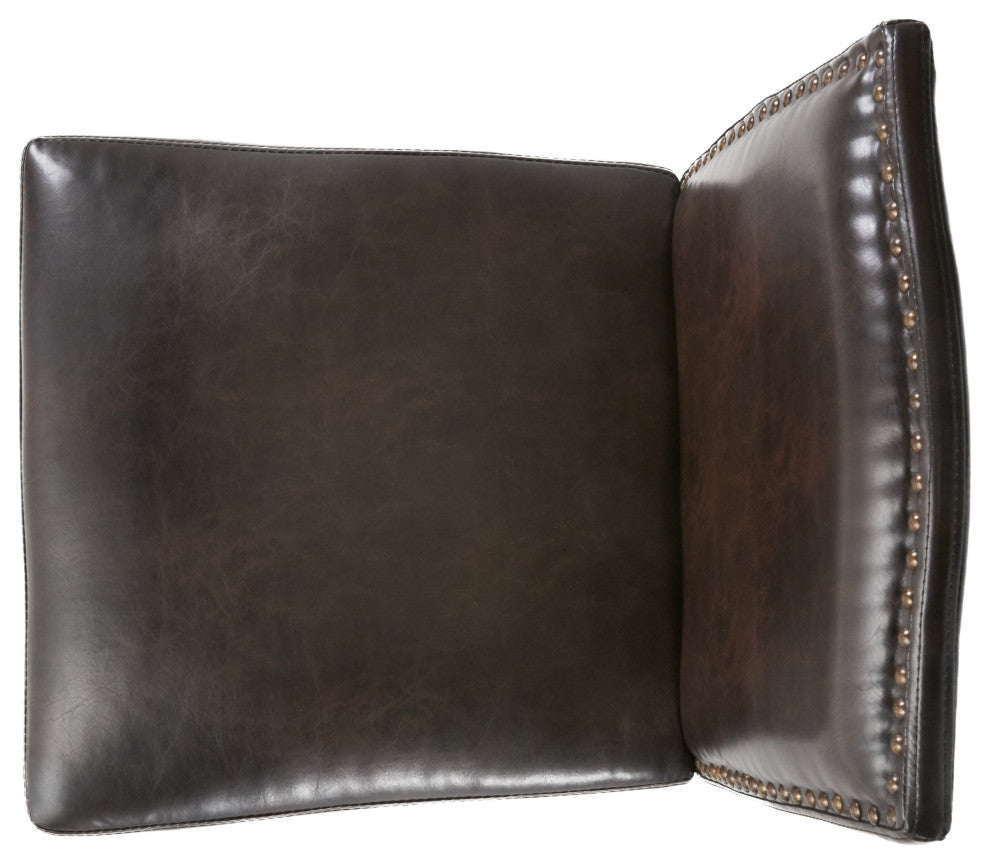 GDF Studio Auburn Brown Leather Backed Bar Stools, Set of 2