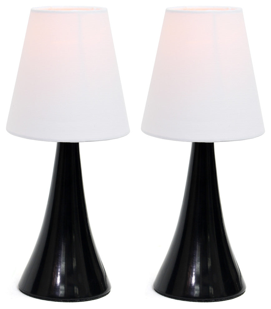 Valencia Color 2-Pack Mini Touch Table Lamps Set With Fabric Shade, Black White