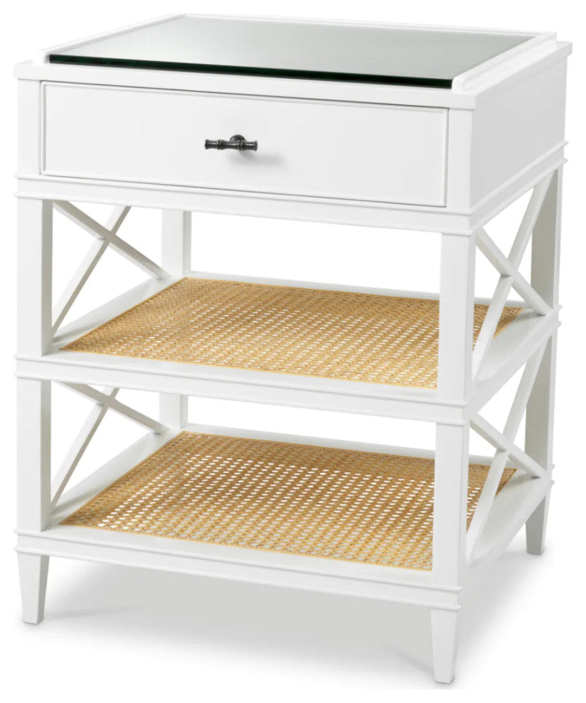 White 1-Drawer Side Table, Eichholtz Bahamas
