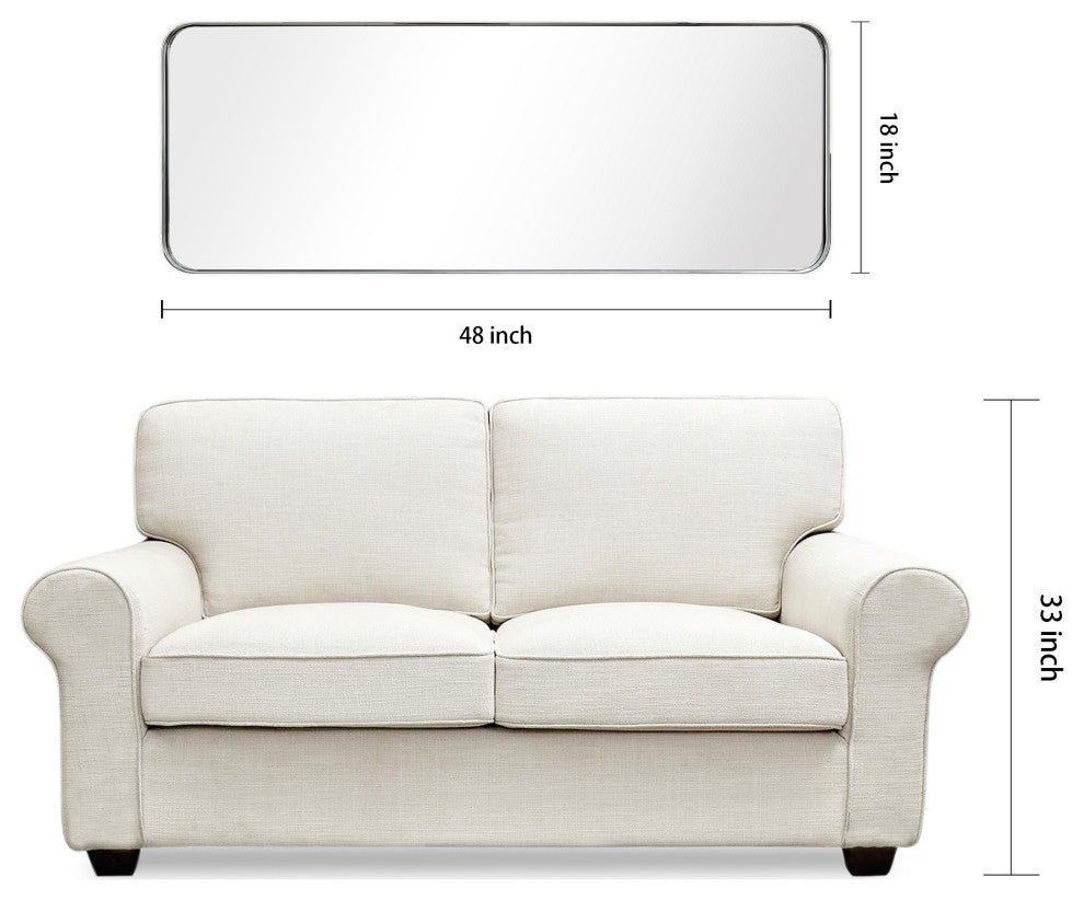 Ultra Stainless Steel Rectangular Wall Mirror, Silver, 18"x48", Polished