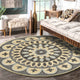 Modern Bloomed Mandala Area Rug, 4' Round