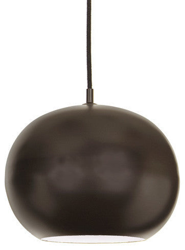 One Light Large Catamount Pendant With White Inside, Oil Rubbed Bronze