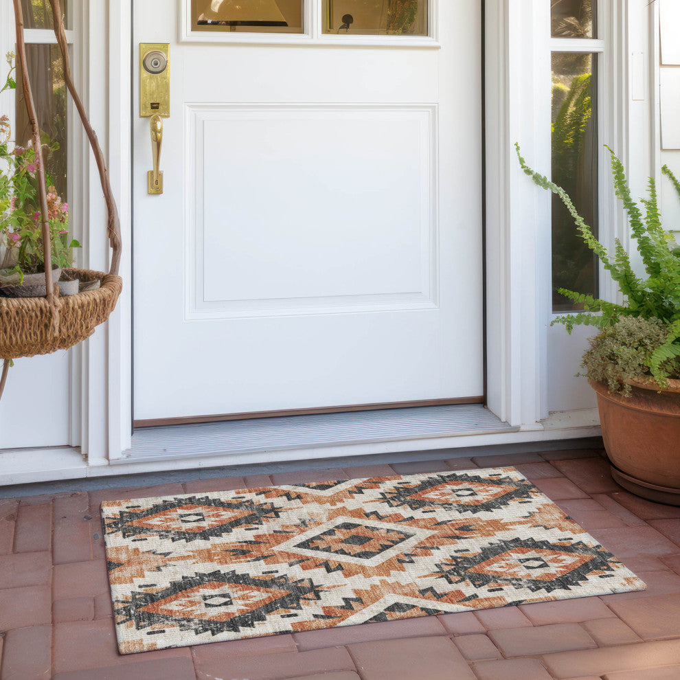 Machine Washable Indoor/Outdoor Chantille ACN1878 Clay 1'8" x 2'6" Rug